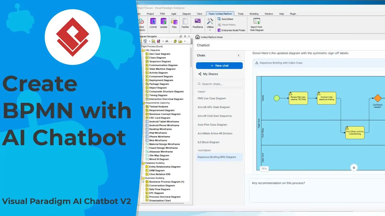 How to Generate Business Process Diagrams (BPMN) with AI Chatbot V2 and Visual Paradigm Desktop