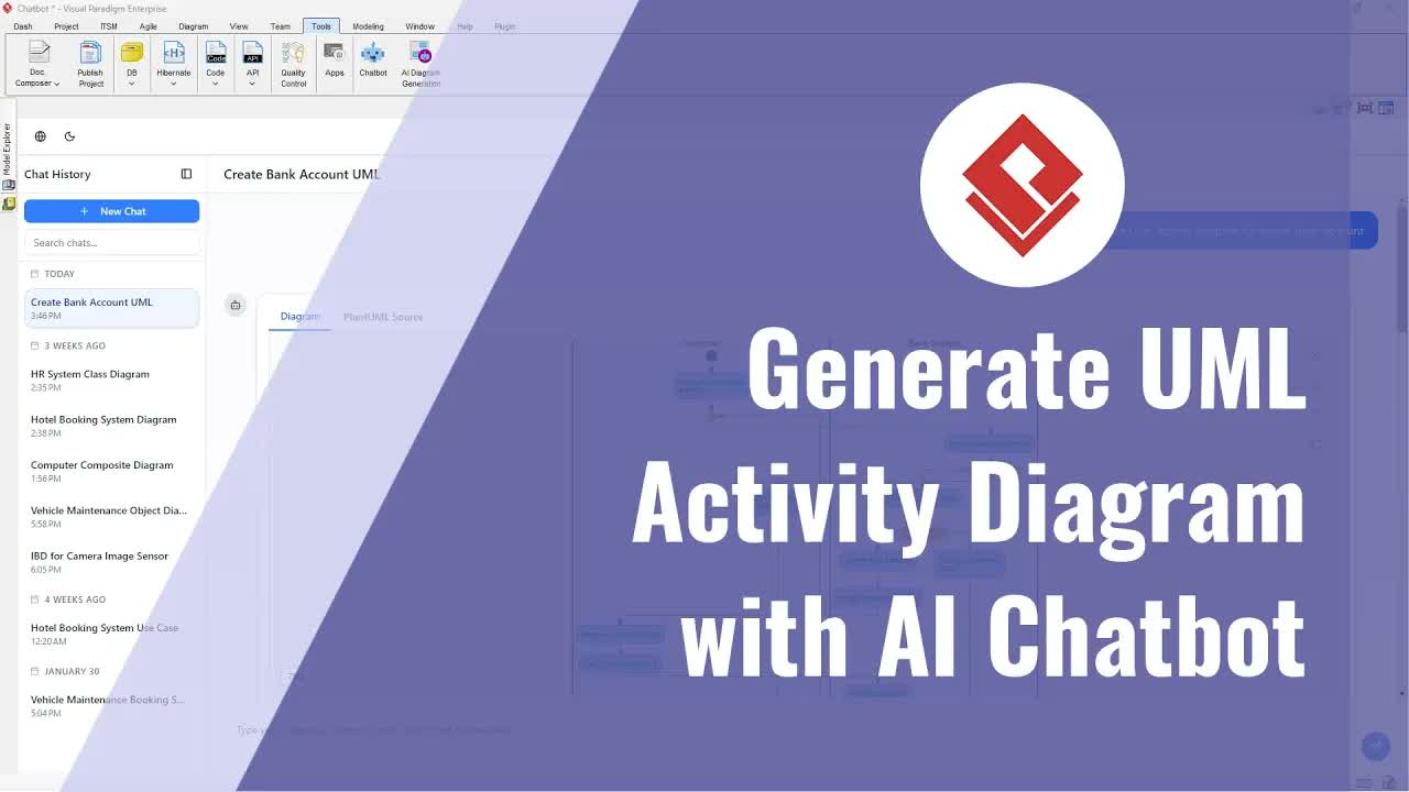Visual Paradigm AI チャットボットを使用した UML アクティビティ図の生成方法