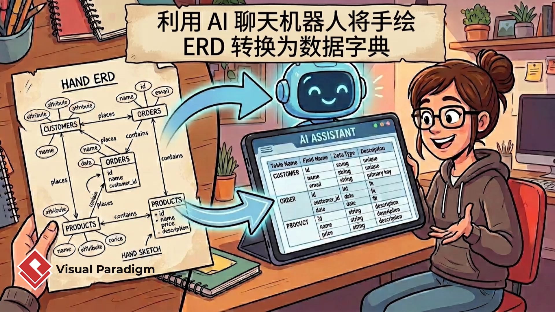 使用 VP 聊天机器人将手绘实体关系图（ERD）转换为数据字典