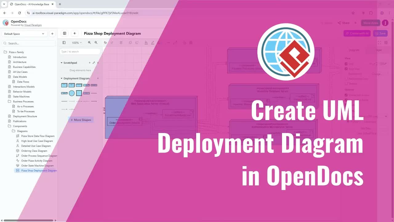 Create UML Deployment Diagram With AI In VP Online OpenDocs