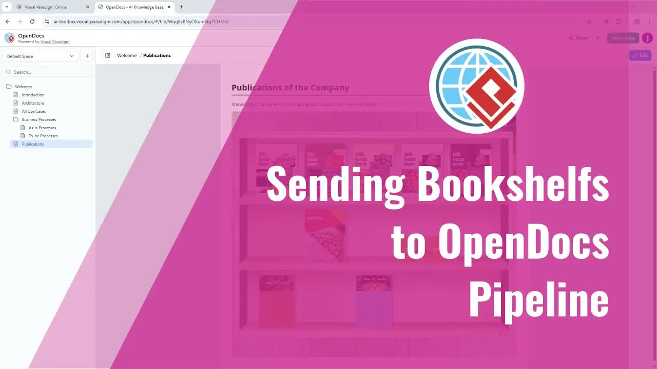 How to Organize & Send Bookshelves to OpenDocs in Visual Paradigm Online