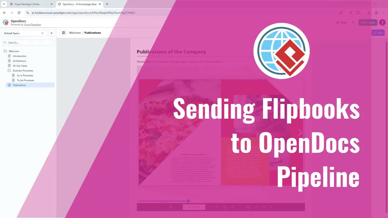 How To Send Flipbook To OpenDocs Pipeline In Visual Paradigm Online