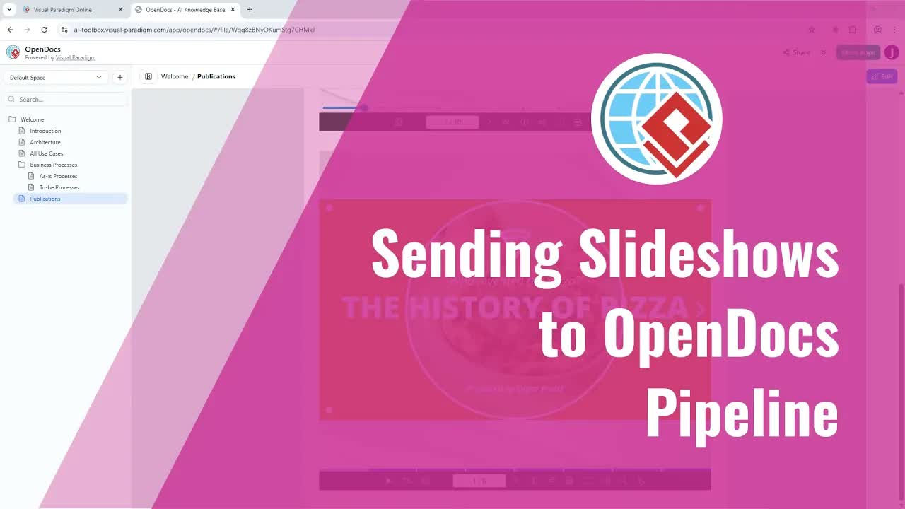 How To Send Slideshows To OpenDocs Pipeline In Visual Paradigm Online