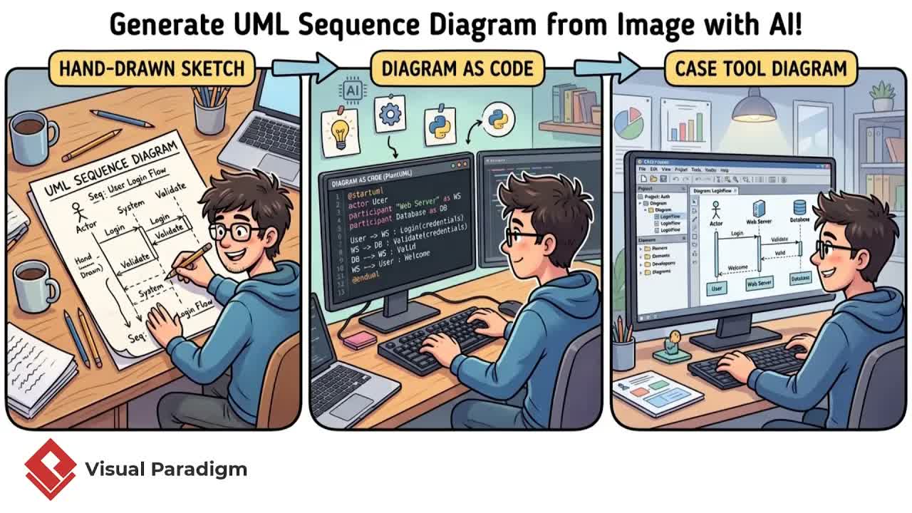 So konvertieren Sie Sequenzdiagramm-Bilder mit VPasCode in bearbeitbares UML
