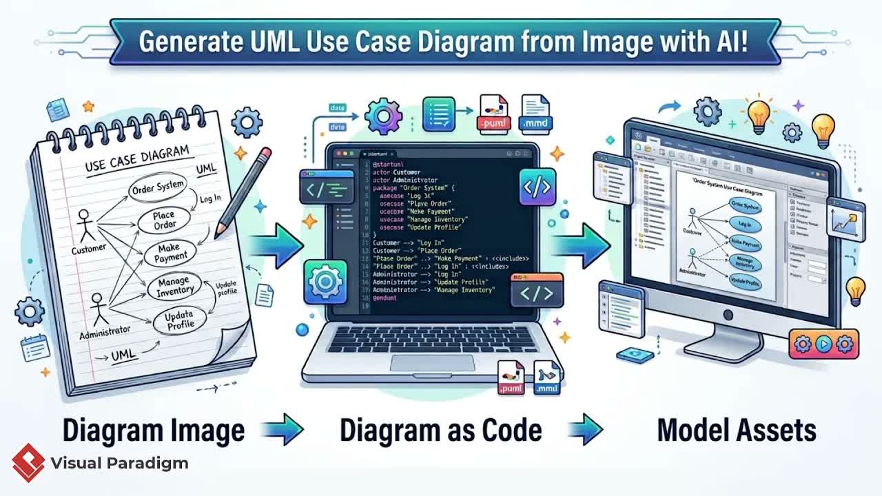 So konvertieren Sie UML-Use-Case-Diagrammbilder mit VPasCode in bearbeitbare Modelle